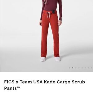Figs Team USA Kade Cargo Scrub Pants - Red